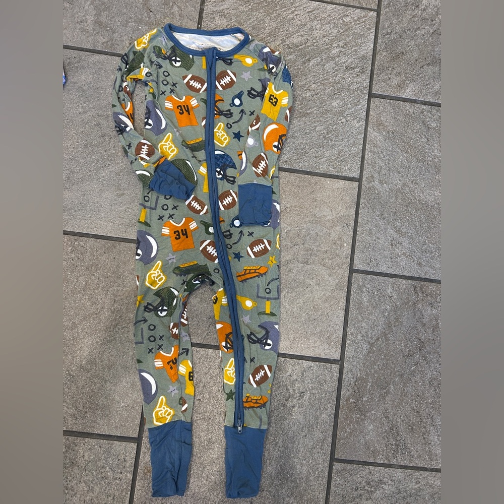 Little sleepies Football Print One Piece Pajamas